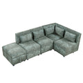 Free Combined Sectional Sofa 5 Seater Modular Couches With Storage Ottoman, 5 Pillows For Living Room, Bedroom, Office, Blue Green Blue Green Foam Chenille