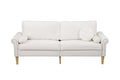Living Room Sofa,3 Seater Sofawith Copper Nail On Arms ,Three Pillow,White White Velvet
