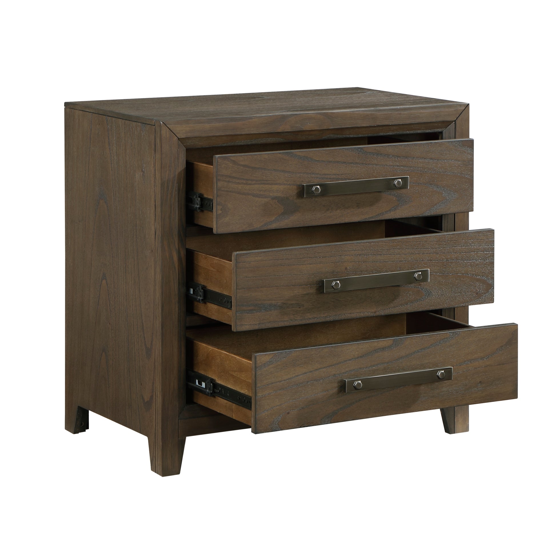 Dark Walnut Finish Nightstand Of 3 Drawers Classic Design Bedroom Furniture 1Pc Walnut 3 Drawers Bedroom Contemporary Wood