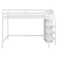 Full Size Loft Bed With Built In Storage Wardrobe And Staircase, White Old Sku:Sm000527Aak Box Spring Not Required Full White Wood Bedroom Pine