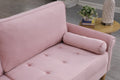 Living Room Sofa,3 Seater Sofawith Copper Nail On Arms ,Three Pillow,Pink Pink Velvet