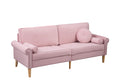 Living Room Sofa,3 Seater Sofawith Copper Nail On Arms ,Three Pillow,Pink Pink Velvet