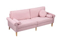 Living Room Sofa,3 Seater Sofawith Copper Nail On Arms ,Three Pillow,Pink Pink Velvet