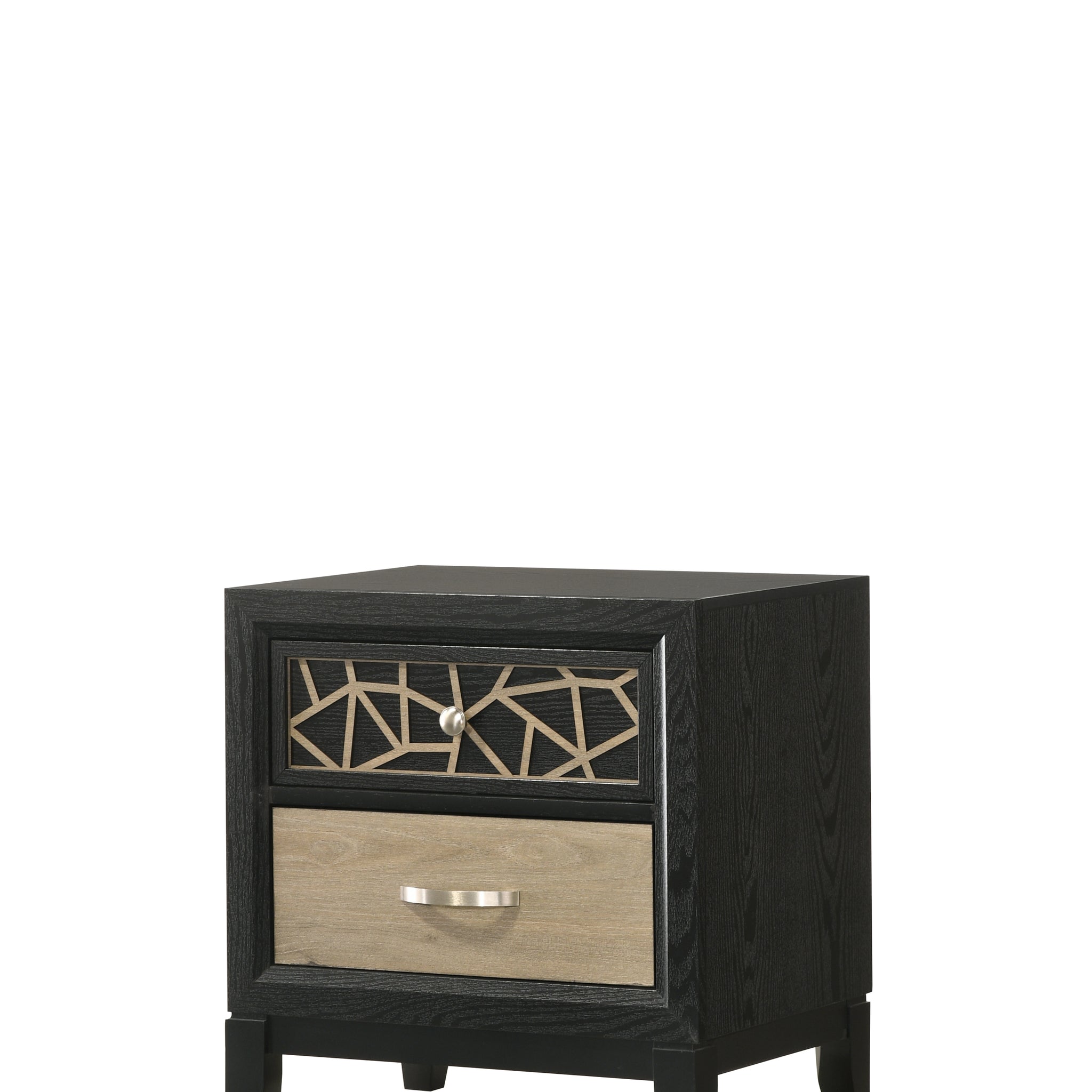 Selena Modern & Contemporary Nightstand Made With Wood In Black And Natural Black Natural 2 Drawers Bedroom Contemporary,Modern Wood