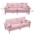 Living Room Sofa,3 Seater Sofawith Copper Nail On Arms ,Three Pillow,Pink Pink Velvet