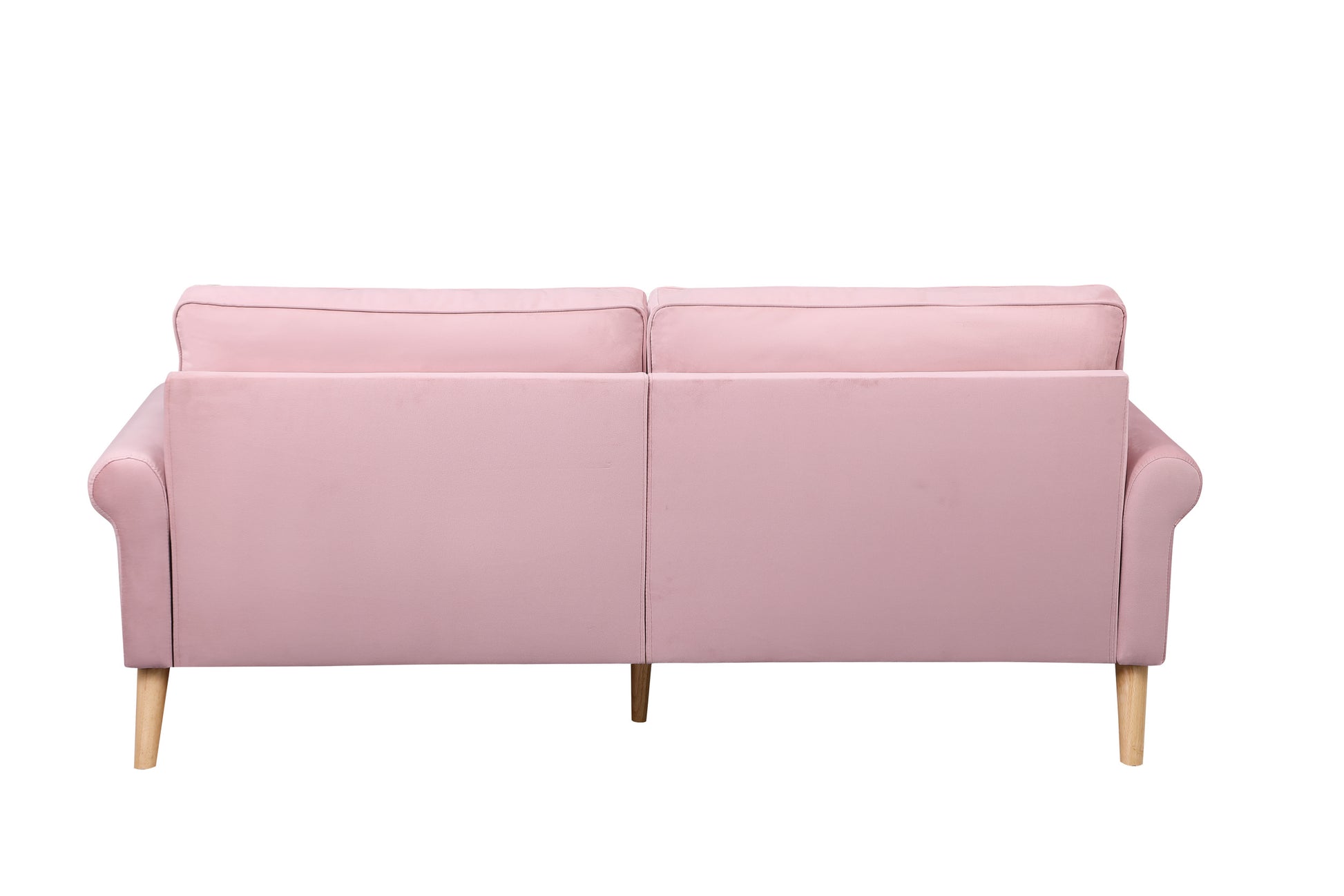 Living Room Sofa,3 Seater Sofawith Copper Nail On Arms ,Three Pillow,Pink Pink Velvet