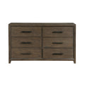 Dark Walnut Finish Dresser Of 6 Drawers Classic Design Bedroom Furniture 1Pc Walnut Bedroom Wood