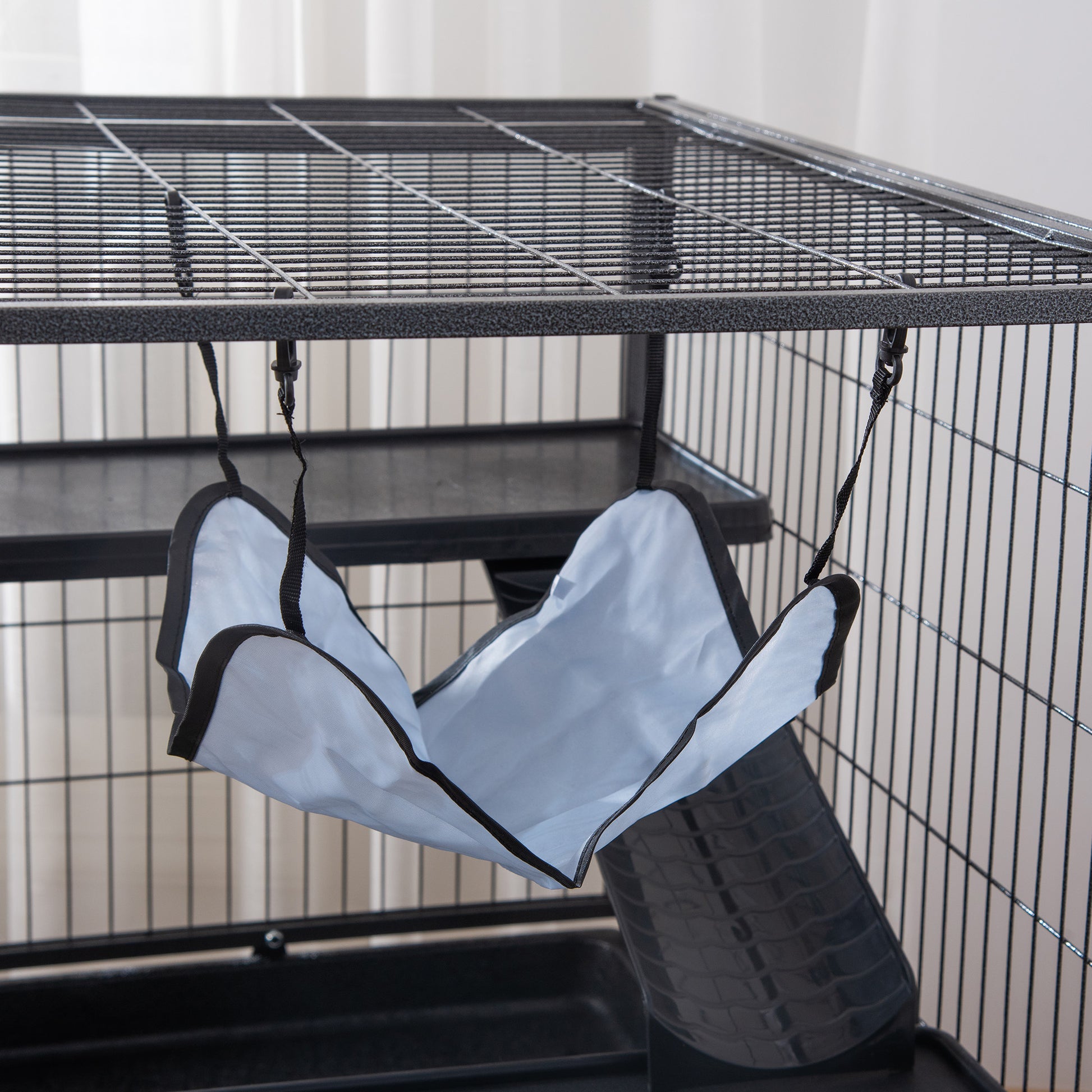 3 Tier Small Animal Cage, Ferret Cage Large Chinchilla Cage Black Metal