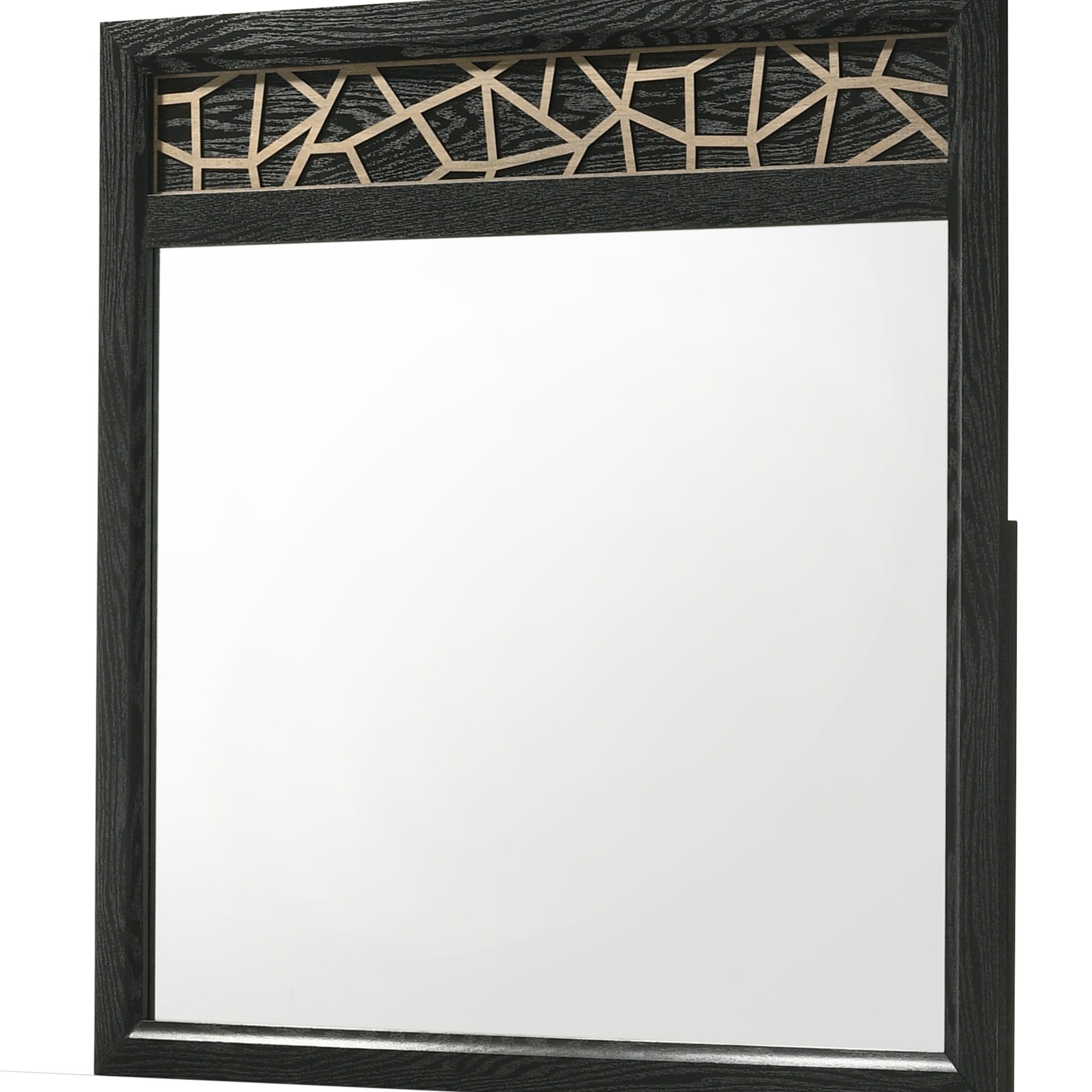 Selena Modern & Contemporary Mirror Made With Wood In Black And Natural Black Natural Bedroom Contemporary,Modern Wood