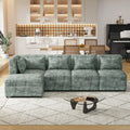 Free Combined Sectional Sofa 5 Seater Modular Couches With Storage Ottoman, 5 Pillows For Living Room, Bedroom, Office, Blue Green Blue Green Foam Chenille