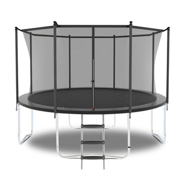 10Ft Trampoline With Safety Enclosure Net, Outdoor Trampoline With Heavy Duty Jumping Mat And Spring Cover Padding For Kids And Adults Gray Garden & Outdoor Iron