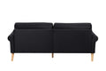 Living Room Sofa,3 Seater Sofawith Copper Nail On Arms ,Three Pillow,Black Black Velvet