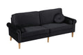 Living Room Sofa,3 Seater Sofawith Copper Nail On Arms ,Three Pillow,Black Black Velvet