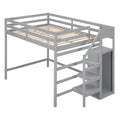 Full Size Loft Bed With Built In Storage Wardrobe And Staircase, Gray Old Sku:Sm000527Aae Box Spring Not Required Full Gray Wood Bedroom Pine