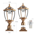 Retro Gold Solar Column Headlights With Dimmable Led 1 Pack Bronze Glass Aluminium