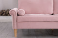 Living Room Sofa,3 Seater Sofawith Copper Nail On Arms ,Three Pillow,Pink Pink Velvet