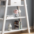 Modern Home Display Cabinet 4 Tier Open Shelving With Center Drawer In White Oak White Oak Particle Board