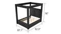 Luxurious Four Poster King 4 Pc Vanity Bedroom Set Made With Wood In Black Box Spring Not Required King Black Wood 4 Piece Set Bedroom Modern Upholstered Velvet Tufted Wood