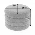 007 Boucle Fabric Storage Round Ottoman Footstool With Wooden Shelving,Brown White Wood Primary Living Space Brown Solid Eucalyptus Wood With Storage Brown Backless Soft Modern Flip Top Round Armless Foam Boucle