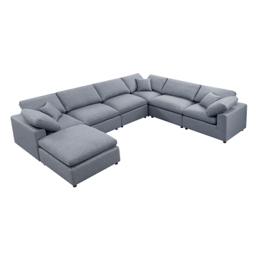 Modern Modular Sectional Sofa Set, Self Customization Design Sofa, Grey Grey Linen