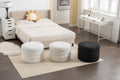 007 Velvet Fabric Storage Round Ottoman Footstool With Wooden Shelving,Ivory White Wood Primary Living Space White Solid Eucalyptus Wood With Storage Ivory Velvet Velvet Backless Soft Modern Flip Top Round Armless Foam Velvet