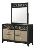 Selena Modern & Contemporary Queen 4Pc Bedroom Set Made With Wood In Black And Natural Box Spring Not Required Queen Black Natural Wood 4 Piece Set Bedroom Bed Included,Dresser Included,Mirror Included,Nightstand Included Contemporary,Modern Upholstered