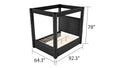 Monica Luxurious Four Poster Queen Bed Made With Wood In Black Box Spring Not Required Queen Black Wood Bedroom Modern Upholstered Velvet Wood