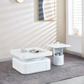 2 Pieces White Mdf Square Coffee Table Set For Living Room, Bedroom White Mdf