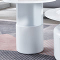 2 Pieces White Mdf Round Coffee Table Set For Living Room, Bedroom White Mdf