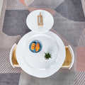 2 Pieces White Mdf Round Coffee Table Set For Living Room, Bedroom White Mdf