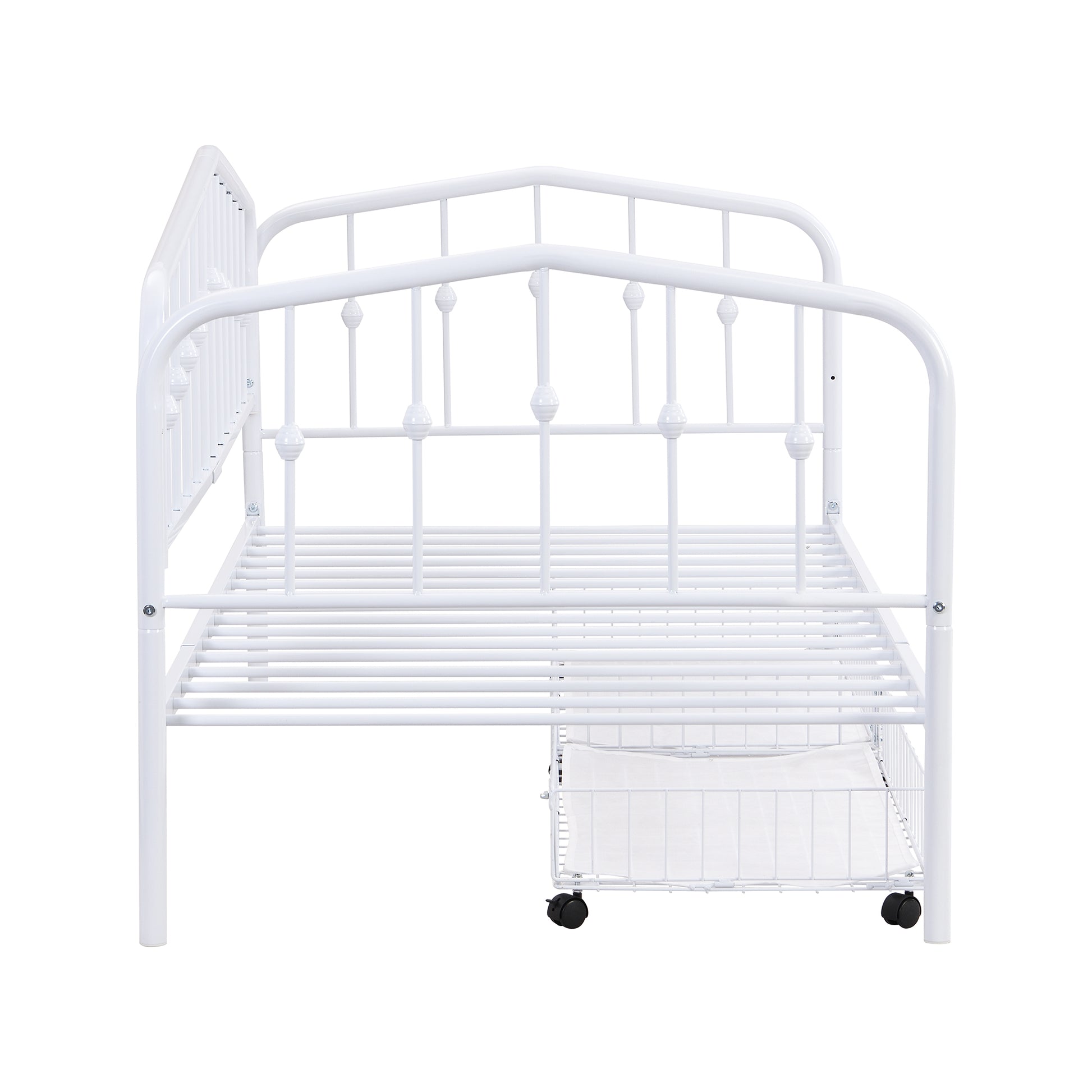 Twin Size Stylish Metal Daybed With 2 Drawers, White White Iron