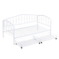 Twin Size Stylish Metal Daybed With 2 Drawers, White White Iron