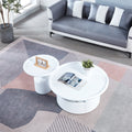 2 Pieces White Mdf Round Coffee Table Set For Living Room, Bedroom White Mdf