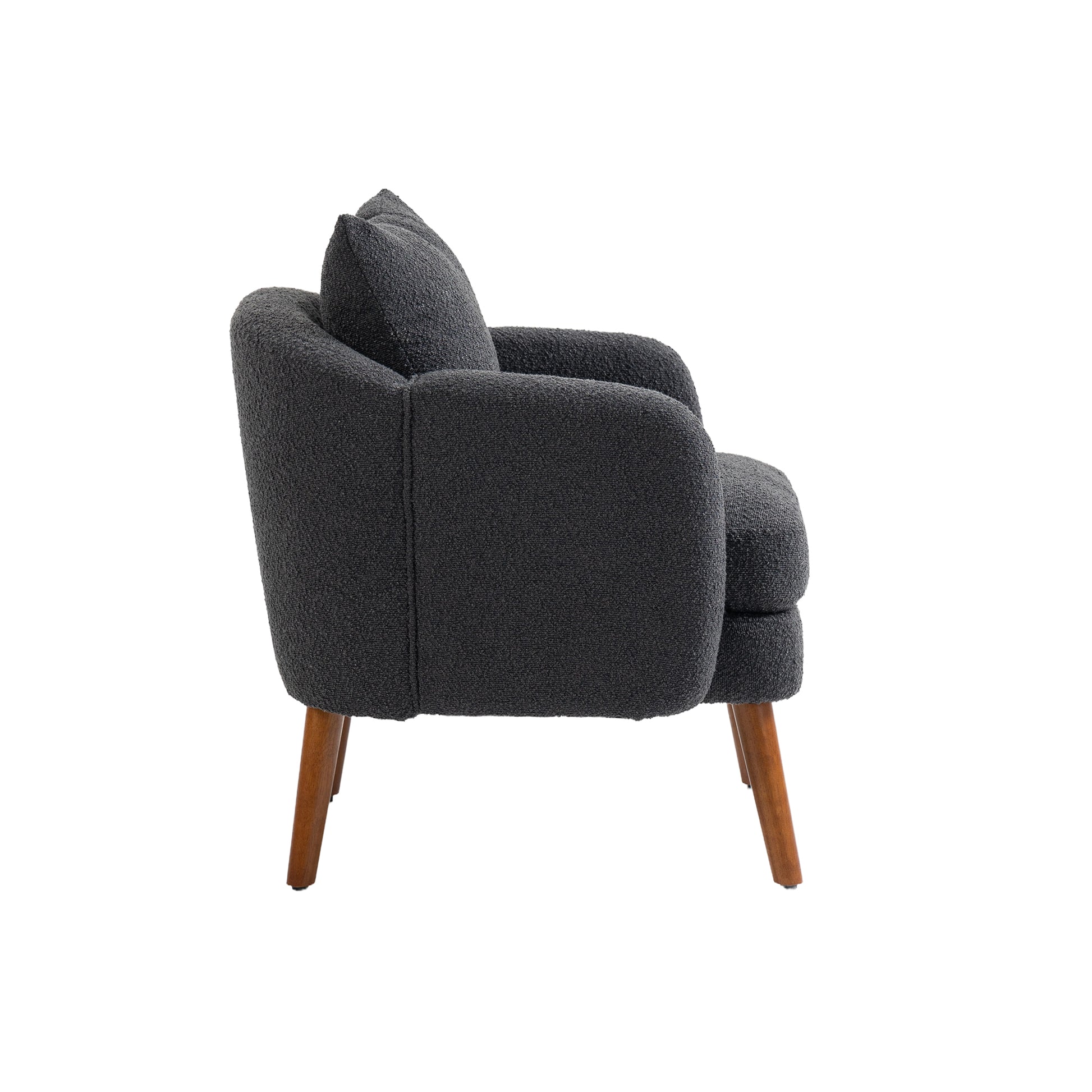 Coolmore Wood Frame Armchair, Modern Accent Chair Lounge Chair For Living Room Carbon Black Boucle