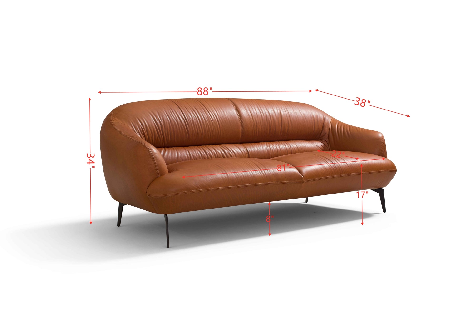 Leonia Sofa Cognac Leather Lv00937 Brown Leather