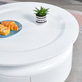 2 Pieces White Mdf Round Coffee Table Set For Living Room, Bedroom White Mdf