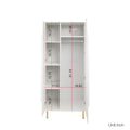 Armoire With 2 Doors With Handle For Bedroom, White White Mdf