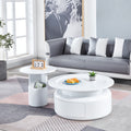 2 Pieces White Mdf Round Coffee Table Set For Living Room, Bedroom White Mdf