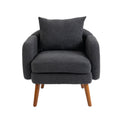 Coolmore Wood Frame Armchair, Modern Accent Chair Lounge Chair For Living Room Carbon Black Boucle