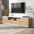 Modern Tv Stand For Tvs Up To 80''Media Console With Multi Functional Storage, Entertainment Center With Door Rebound Device, Tv Cabinet For Living Room,Bedroom White Natural Primary Living Space 70 79 Inches 70 79 Inches 75 Inches Mdf Metal