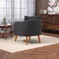 Coolmore Wood Frame Armchair, Modern Accent Chair Lounge Chair For Living Room Carbon Black Boucle