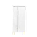 Armoire With 2 Doors With Handle For Bedroom, White White Mdf