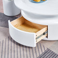 2 Pieces White Mdf Round Coffee Table Set For Living Room, Bedroom White Mdf
