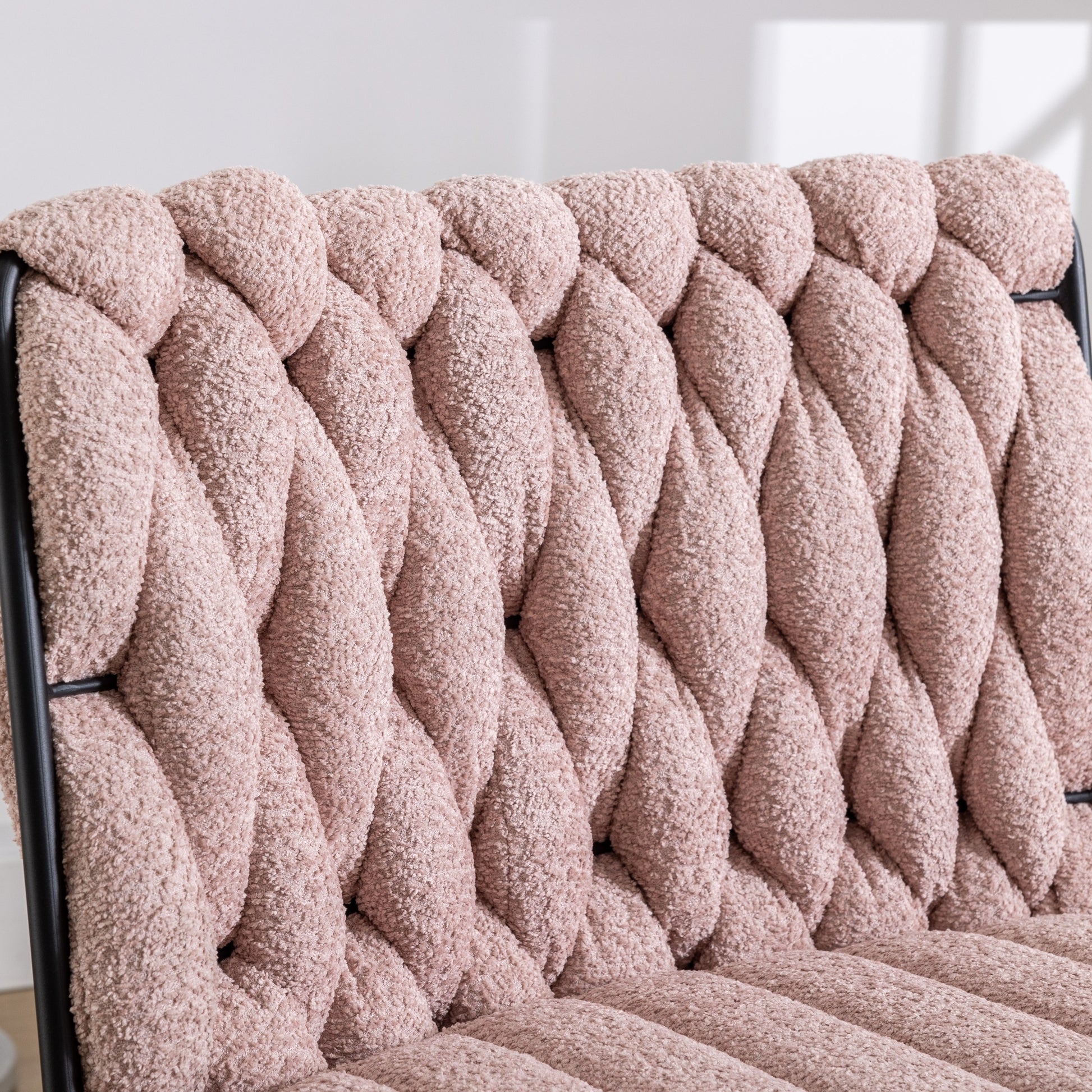 Armless Office Desk Chair No Wheels, Pink Pink Foam Polyester Blend