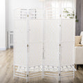 4 Panel Room Divider, Folding Privacy Screen, 5.6' Room Separator, Wave Fiber Freestanding Partition Wall Divider For Rooms, Home, Office, White White Paper