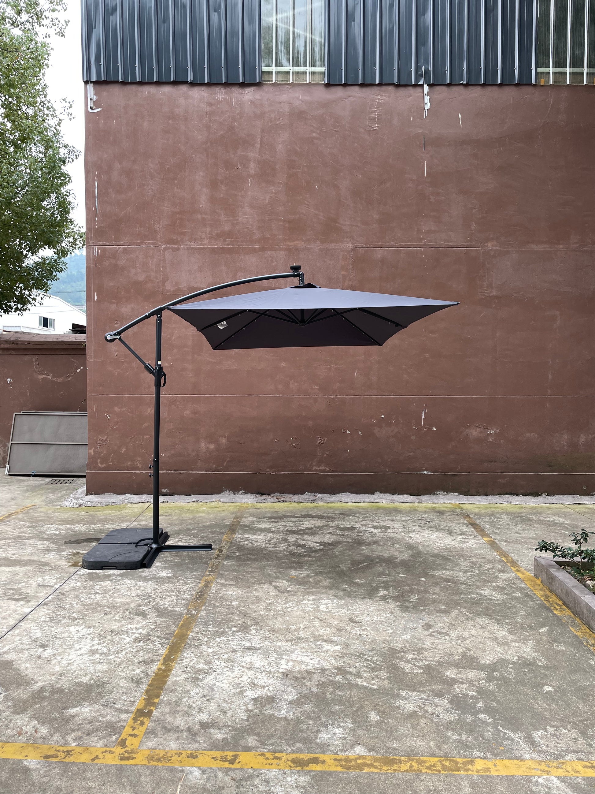 Rectangle 2X3M Outdoor Patio Umbrella Solar Powered Led Lighted Sun Shade Market Waterproof 6 Ribs Umbrella With Crank And Cross Base For Garden Deck Backyard Pool Shade Outside Deck Swimming Pool