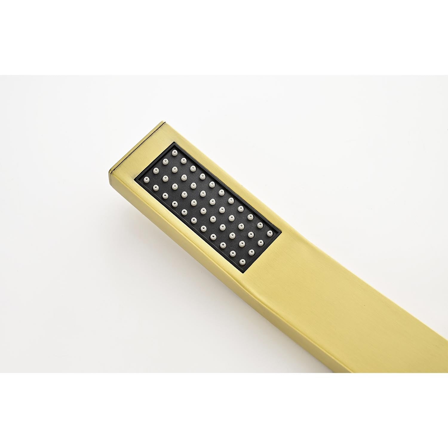 Shower System With Rain Shower Head, Hand Shower Head, Water Control Valve, Shower Bracket, Hose And Niche Brushed Gold Wall Mounted Bathroom Brass