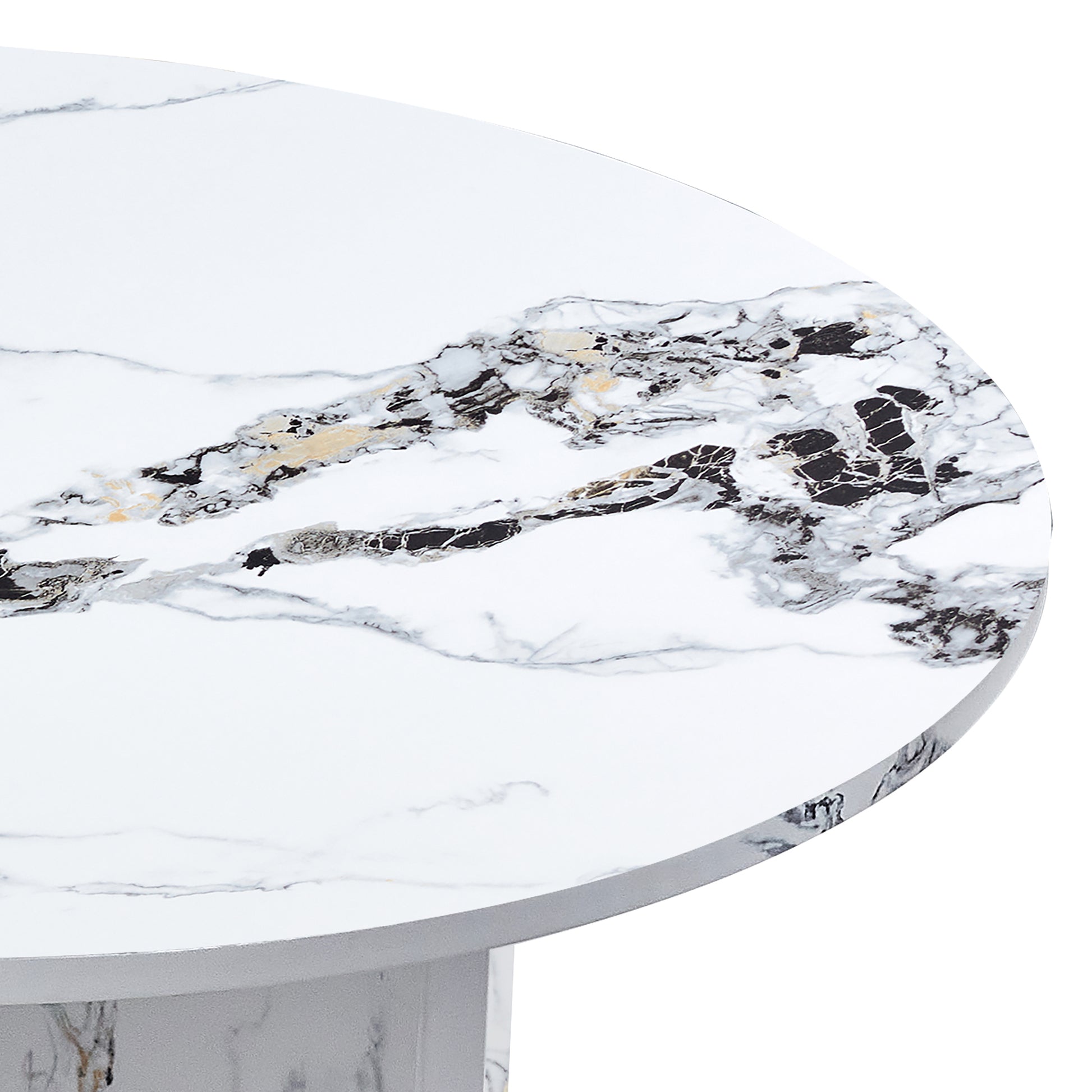 Round Dining Table For 4 6, 47 Inch Modern Kitchen Faux Marble Table Small Dinner Table Mdf Kitchen Dinning Table For Cafe Restaurant Wine Bar Home Office Conference Only Table White Modern Mdf