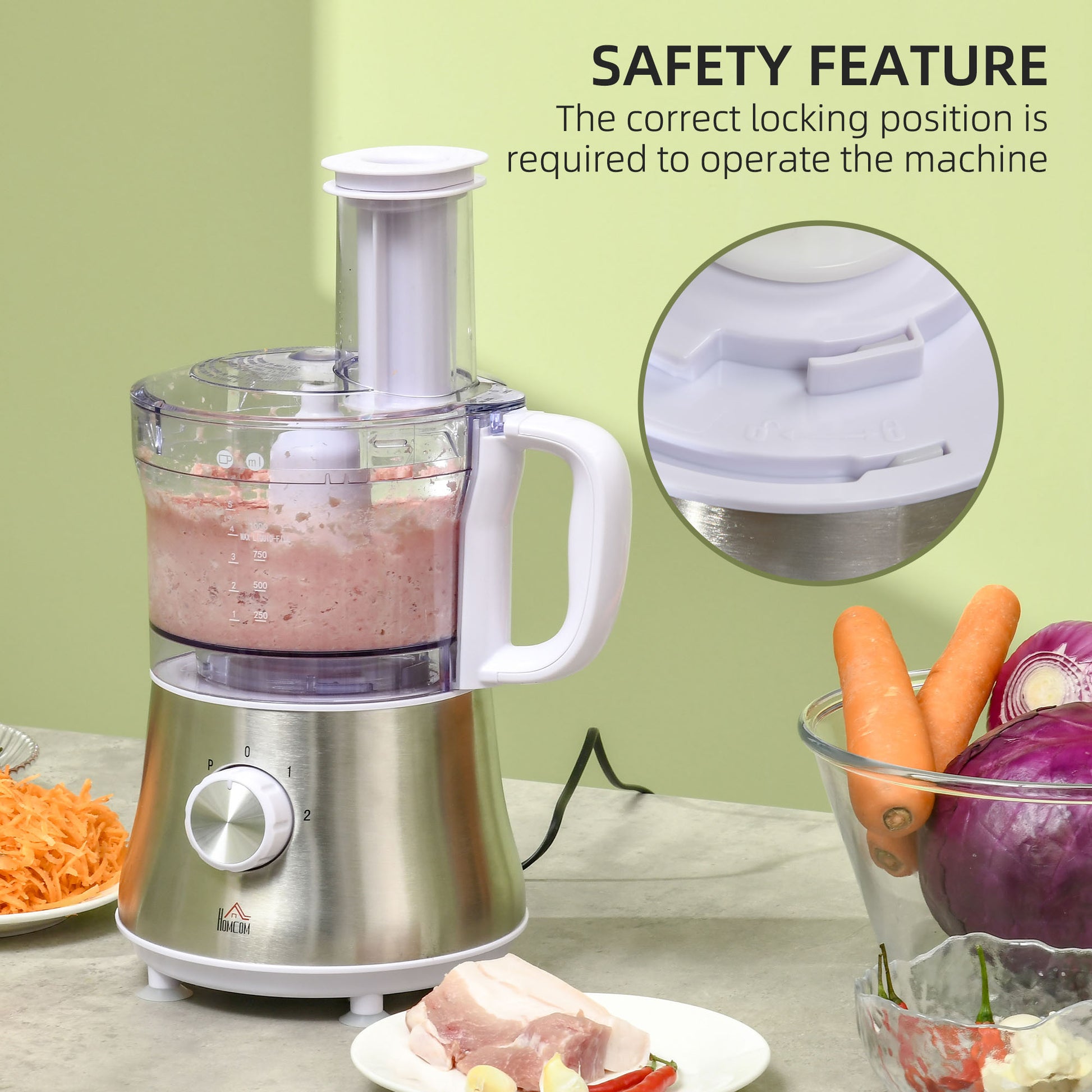 2 In 1 Blender And Food Processor Combo For Chopping, Slicing, Shredding, Mincing And Pureeing For Vegetable, Meat And Nuts, 500W 5 Cup Bowl, 1.5L Blender Jug, 3 Blades And Adjustable Speed White Stainless Steel