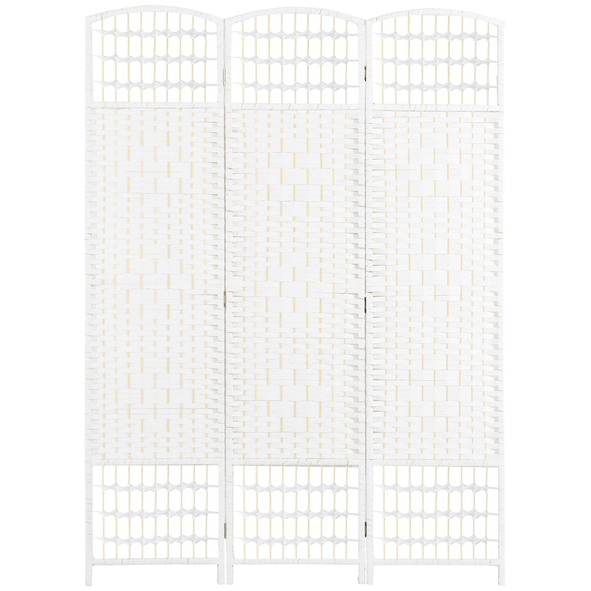 3 Panel Room Divider, Folding Privacy Screen, 5.6' Room Separator, Wave Fiber Freestanding Partition Wall Divider For Rooms, Home, Office, White White Paper